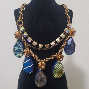 BJ Blue Lucite Tear Drop Necklace